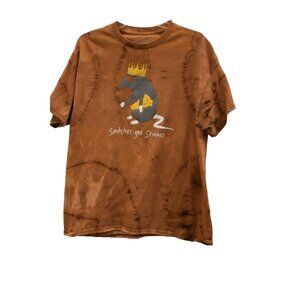 Unisex Riot Society Snitches Get Stitches Rart Custom Bleach Dye T-shirt Size XL